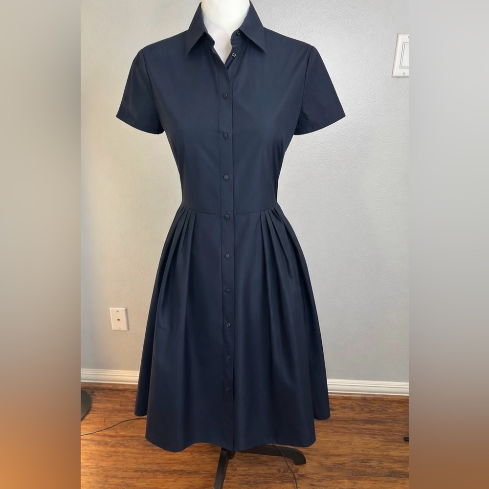 NEW Red Valentino Navy Button-Front Flare Shirt Dress Size 42 New Without Tags